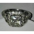 Elegant Sterling Silver 925  Cubic Zirconia Ring size R 18mm