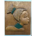 Mid Century Hand Carved Wooden Plaque