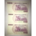 Zimbabwe Bearer cheques 2 April 2008 $50 000 000 uncirculated x 3