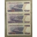 3 X 500 000 Lira Bank of Turkey