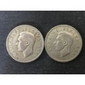 South Africa Union Half Crowns(2) 1951