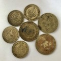 South Africa 3 X 1c & 4 x 1/2c Coins