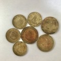 South Africa 3 X 1c & 4 x 1/2c Coins