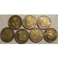 7 X R5.00 coins - See discription and photos below...