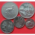 1977 R1.00, 50c, 20c,10c, and 5c - circulated nickel coins. See photos below.