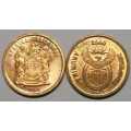 South African 2c coins minted 2000 - Old Coat of Arms and New Coat of Arms. Please see photos.
