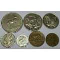 1978 R1.00, 50c, 20c,10c, 5c, 2c and 1c- circulated nickel and bronze  coins. See photos below.