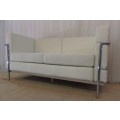 A STUNNING "LE CORBUSIER" GENUINE WHITE LEATHER AND CHROME TWO SEATER SOFA IN AWESOME CONDITION