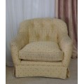 Wonderful and very comfy yellow upholstered "Tub" arm chairs - perfect living room relaxing chairs