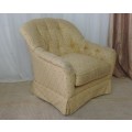 Wonderful and very comfy yellow upholstered "Tub" arm chairs - perfect living room relaxing chairs