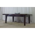 A BEAUTIFUL LARGE VINTAGE SOLID TEAK OCCASIONAL/ COFFEE TABLE WITH A THICK SOLID MARBLE INLAY TOP