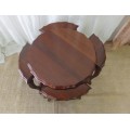 A FABULOUS ANTIQUE SOLID IMBUIA COFFEE TABLE "NEST" WITH A LARGER CENTRE AND FOUR SMALLER TABLES