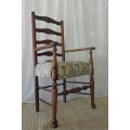 AN INCREDIBLE ANTIQUE SOLID ENGLISH OAK OCCASIONAL ARM CHAIR WITH 19th CENTURY STYLED PAD FOOT LEGS