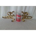 AN INCREDIBLE PAIR OF (LARGE) SOLID BRASS FIXED/ RIGID CURTAIN TIEBACKS IN SUPERB CONDITION