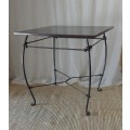 AN EXQUISITELY MADE STURDY WROUGHT IRON SQUARE "CAFE" TABLE IN FABULOUS CONDITION