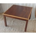 AN AWESOME SQUARE SOLID IMBUIA COFFEE/ OCCASIONAL TABLE WITH A BEAUTIFUL CONTRASTING OAK BORDER