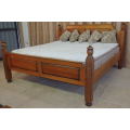 A FANTASTIC AND BEAUTIFULLY MADE "GRANDIS FURNITURE" SOLID SATINWOOD KING SIZE MISSION BED
