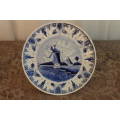 AN AWESOME DUTCH DELFT "BLUE" COLLECTIBLE HAND PAINTED BLUE AND WHITE PORCELAIN PLATE