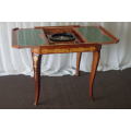 A SPECTACULAR RARE MID-CENTURY ITALIAN MADE MARQUETRY GAMES TABLE WITH VARIOUS INLAY BOARD GAMES