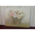 AN INCREDIBLE ORIGINAL SIGNED "ROSES" OIL PAINTING BY ACCOMPLISHED SOUTH AFRICAN ARTIST KJ FAURE