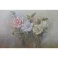 AN INCREDIBLE ORIGINAL SIGNED "ROSES" OIL PAINTING BY ACCOMPLISHED SOUTH AFRICAN ARTIST KJ FAURE