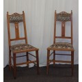 TWO STUNNING ANTIQUE EDWARDIAN "STRAIGHT BACK" SOLID ENGLISH OAK OCCASIONAL CHAIRS bid/chair