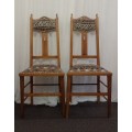 TWO STUNNING ANTIQUE EDWARDIAN "STRAIGHT BACK" SOLID ENGLISH OAK OCCASIONAL CHAIRS bid/chair