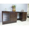 A LOVELY WOODEN DRESSING TABLE w 8 DRAWERS & CUPBOARD. PERFECT TO PAINT!!