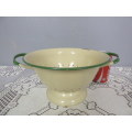 A FABULOUS VINTAGE ENAMEL HANDLED STRAINER, STUNNING ON DISPLAY IN A KITCHEN OR FOR USE!!!