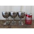 AN AWESOME SET OF SIX STAINLESS STEEL WINE GOBLETS IN GREAT CONDITION - PERFECT ON A DINNER TABLE