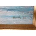 A STUNNING ORIGINAL SIGNED OIL ON BOARD SEASCAPE PAINTING IN A GILDED GOLD FRAME