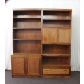 2x INCREDIBLE SOLIDLY MADE SOLID TEAK OFFICE CABINETS WITH AMPLE SHELF & CUPBOARDS SPACE bid/cabinet