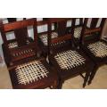 AN EXQUISITE SET OF SIX SOLID STINKWOOD RIEMPIE DINING CHAIRS IN FABULOUS CONDITION bid/chair