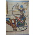 A BEAUTIFULLY (LARGE) FRAMED EGYPTIAN PAPYRUS PAINTING WITH AWESOME BOLD COLOURS