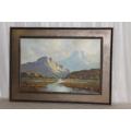 A SPECTACULAR ORIGINAL FRAMED AND SIGNED MICHAEL ALBERTYN (SNR) OIL ON BOARD LANDSCAPE PAINTING