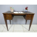 A FABULOUS VINTAGE 4 DRAWER DESK WITH BEAUTIFUL MARQUETRY INLAY! GORGEOUS IN YOUR HOME OR OFFICE!