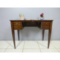 A FABULOUS VINTAGE 4 DRAWER DESK WITH BEAUTIFUL MARQUETRY INLAY! GORGEOUS IN YOUR HOME OR OFFICE!