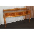 A MAGNIFICENT BURMESE TEAK 3-DRAWER DINING BUFFET SIDE SERVER WITH AMAZING HAND CARVED DETAILING