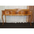 A MAGNIFICENT BURMESE TEAK 3-DRAWER DINING BUFFET SIDE SERVER WITH AMAZING HAND CARVED DETAILING