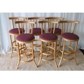 A COLLECTION OF 6x ORIGINAL WOODEBENDER OAK BENTWOOD BAR CHAIRS WITH REINFORCED SEATS bid/chair