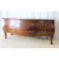 A TRULY MAGNIFICENT LARGE SOLID INDONESIAN TEAK 6-DRAWER "BOMBE" COMMODE IN AWESOME CONDITION