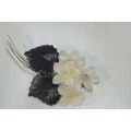 A Beautiful Vintage "Black and White" Silver Plated Ladies Floral Brooch