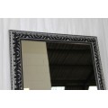 A STUNNING FULL LENGTH WALL MIRROR WITH A BEAUTIFUL MATT SILVER AND BLACK FRAME