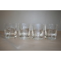 A GORGEOUS SET OF FOUR WHISKEY GLASSES WITH THICK HEAVY BASES IN GREAT CONDITION!!