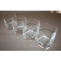 A GORGEOUS SET OF FOUR WHISKEY GLASSES WITH THICK HEAVY BASES IN GREAT CONDITION!!