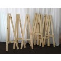8x AWESOME A-FRAME WOODEN EASELS - PERFECT FOR DISPLAY ART OR WEDDING TABLE SEATING bid/easel