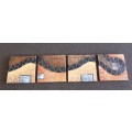 A BEAUTIFUL "FOUR-PANEL" BOX FRAMED ABSTRACT PAINTING IN WONDERFUL CONDITION