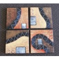 A BEAUTIFUL "FOUR-PANEL" BOX FRAMED ABSTRACT PAINTING IN WONDERFUL CONDITION