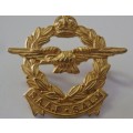 A FANTASTIC UNION OF SOUTH AFRICA WWI AIR FORCE ''S.A.A.F./S.A.L.M.'' CAP BADGE WITH KINGS CROWN