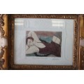 A SPECTACULARLY FRAMED LIMITED EDITION (4 OF 20) HILDEGARD VAN HEERDEN "HAND-COLOURED" ETCHING